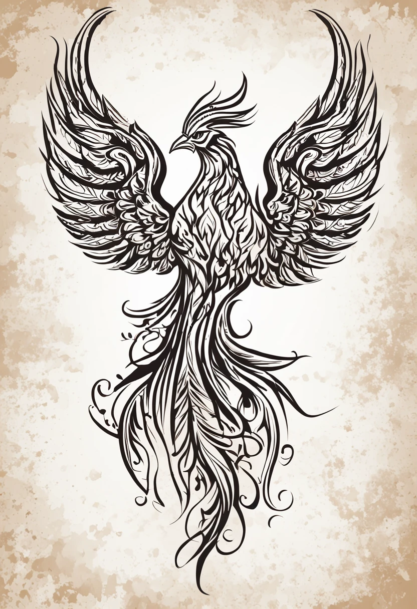 Create an image that represents the phoenix symbol in a stylized way, moderno e minimalista, Cores - Tons de cinza escuro/Preto para a silhueta. The phoenix must be on the rise, com suas asas abertas de forma majestosa. The body of the phoenix should be a monochromatic silhouette, Conveying the idea of rebirth and prevention. In the feathers of the phoenix, Represent human hands intertwined to symbolize community unity in the fight against drugs. The colors to be used are shades of dark gray or black for the silhouette of the phoenix and, Possivelmente, um tom de laranja ou vermelho suave para o fogo nas asas. A imagem deve ter um estilo moderno, minimalista e sofisticado. Make sure the phoenix is clearly recognizable and conveys the message of rebirth and hope.