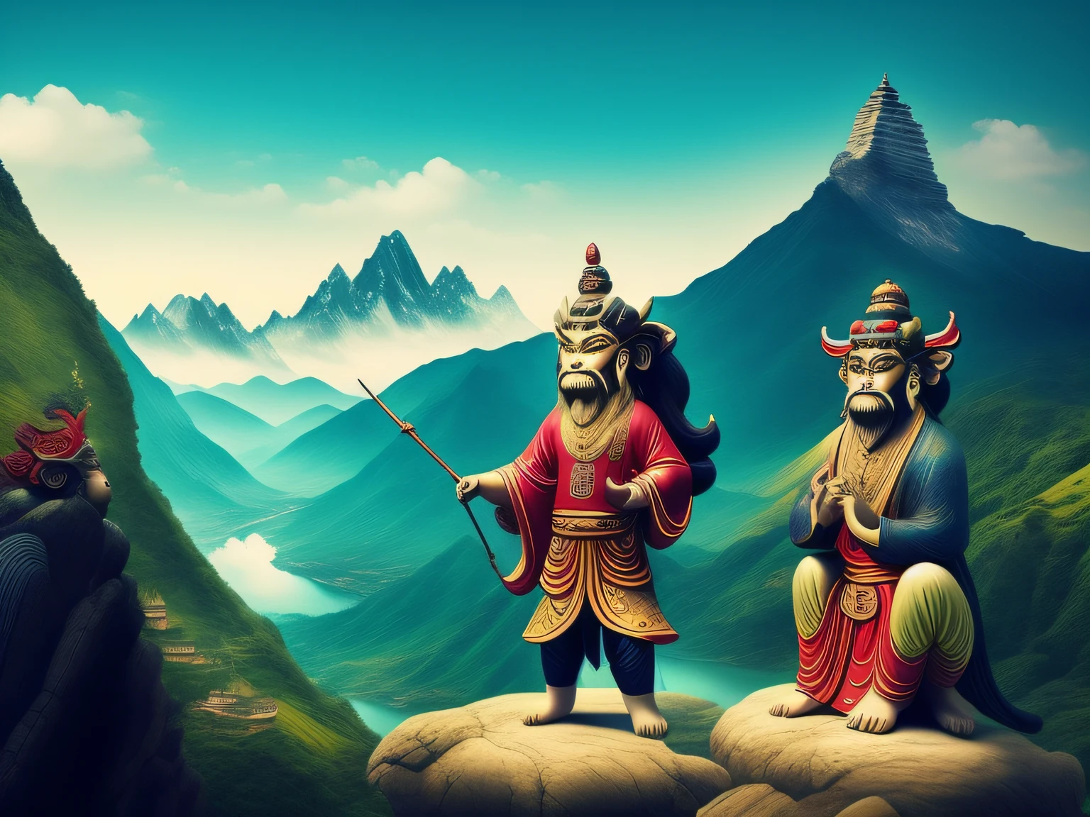 Chinese mythology and stories，Inspired by the classics of the mountains and the sea，A monkey has four ears