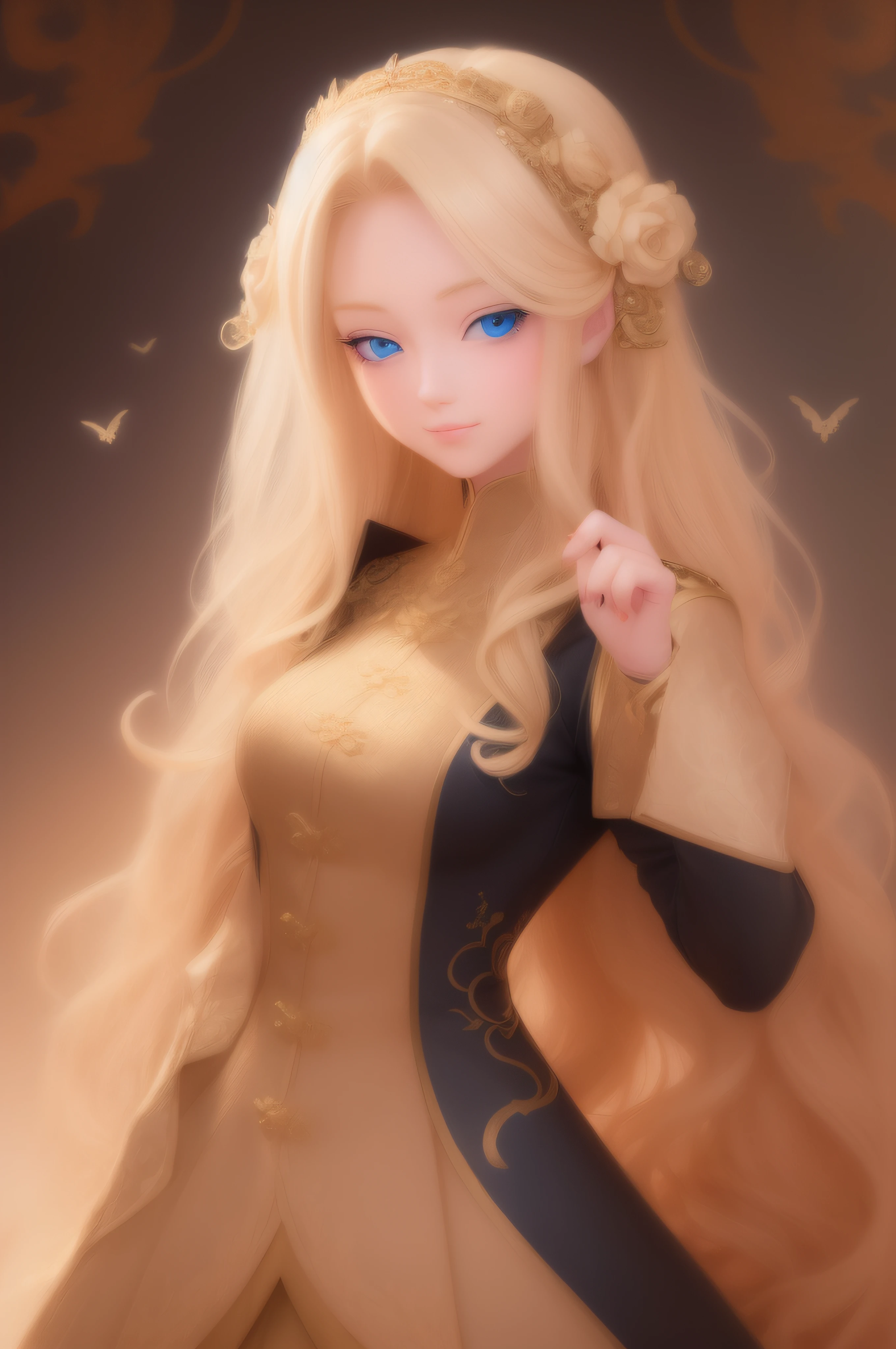 Blonde girl with long hair and blue eyes posing for a photo, Guviz-style artwork, ! Dream art germ, Style Artgerm, blond-haired princess, Extremely detailed Artgerm, Cute detailed digital art, Inspired by Yang J, lovely digital painting, Beautiful character painting, Art germ. anime illustration, artgerm portrait