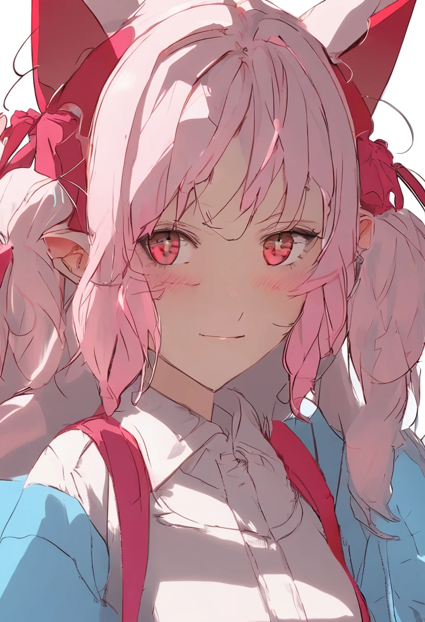 hair bobbles, wince, longeyelashes, solid circle eyes, fake animal ears, light smile, ear blush, anaglyph, stereogram, tachi-e, pov, atmospheric perspective, 8k, super detail, ccurate, best quality