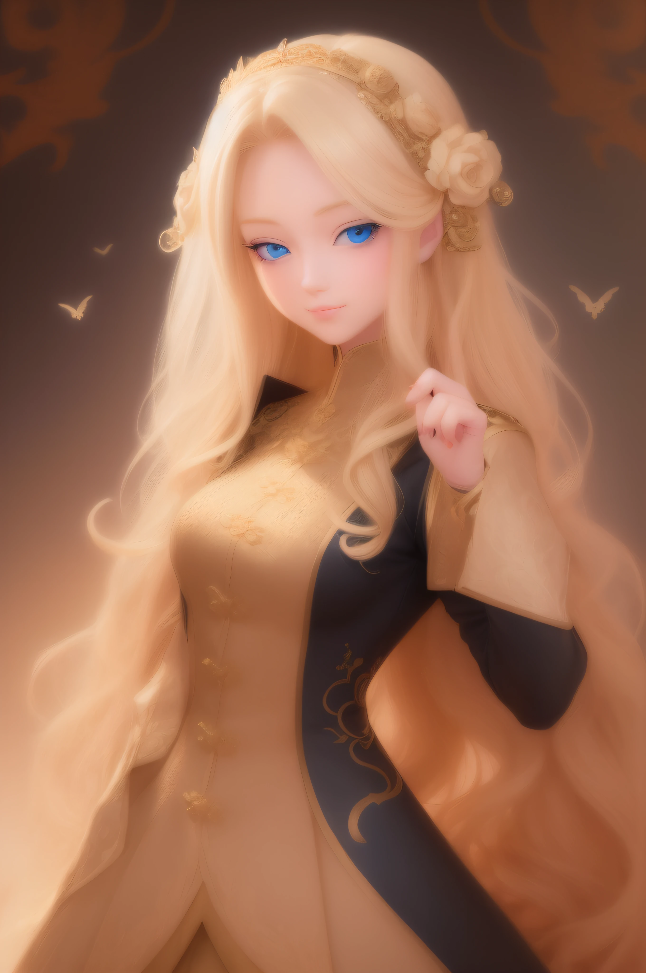Blonde girl with long hair and blue eyes posing for a photo, Guviz-style artwork, ! Dream art germ, Style Artgerm, blond-haired princess, Extremely detailed Artgerm, Cute detailed digital art, Inspired by Yang J, lovely digital painting, Beautiful character painting, Art germ. anime illustration, artgerm portrait