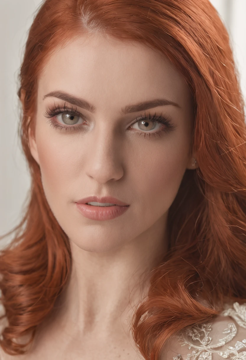 Linda ruiva nua com rosto safado e voluptuosa