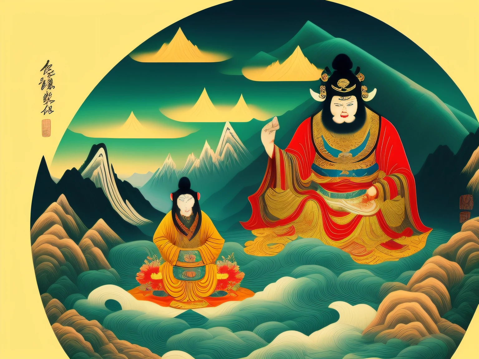 Chinese mythology and stories，Inspired by the classics of the mountains and the sea，A monkey has four ears