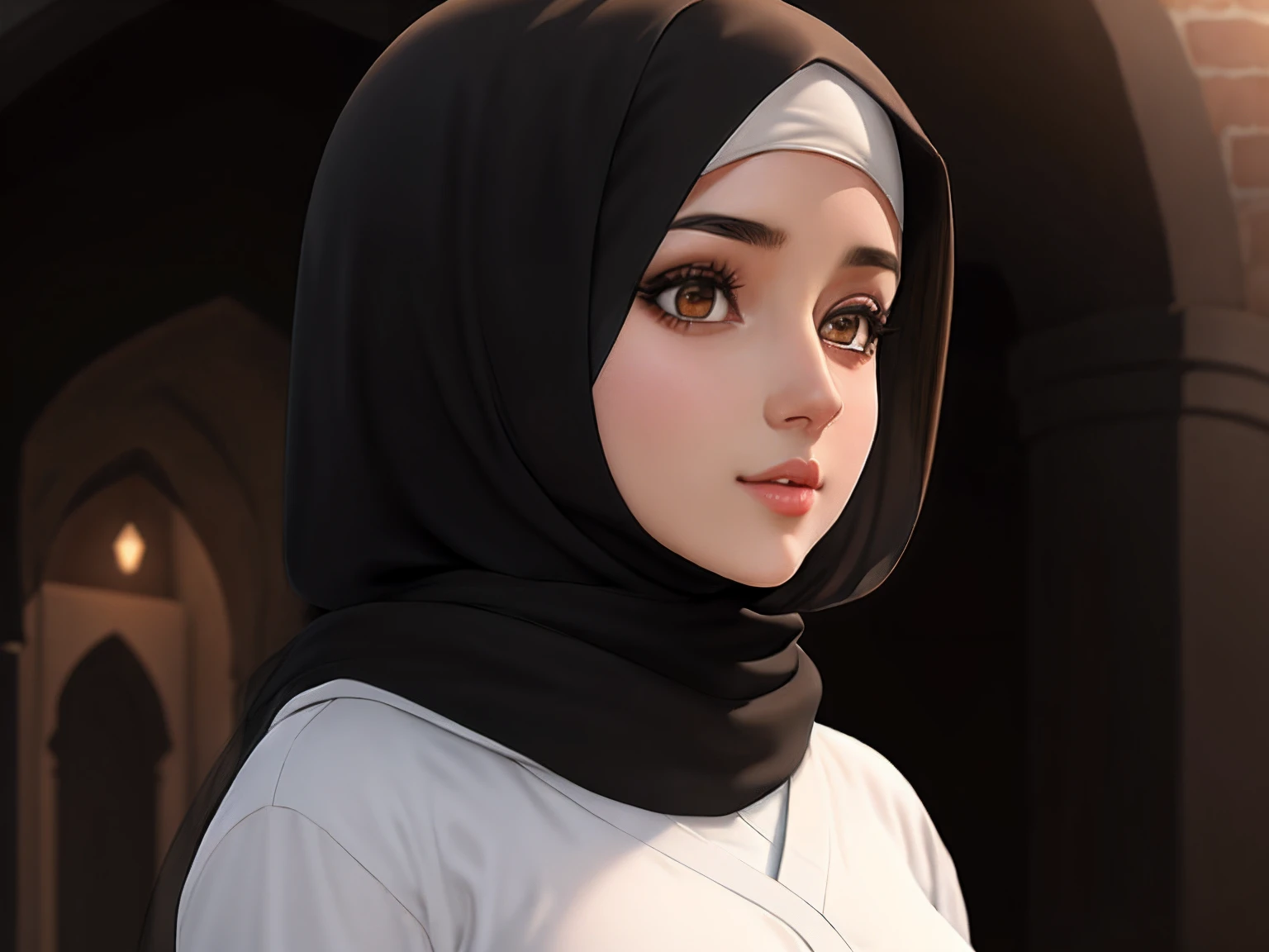 Create a Muslim hijabi beautiful girl. 8k ultra