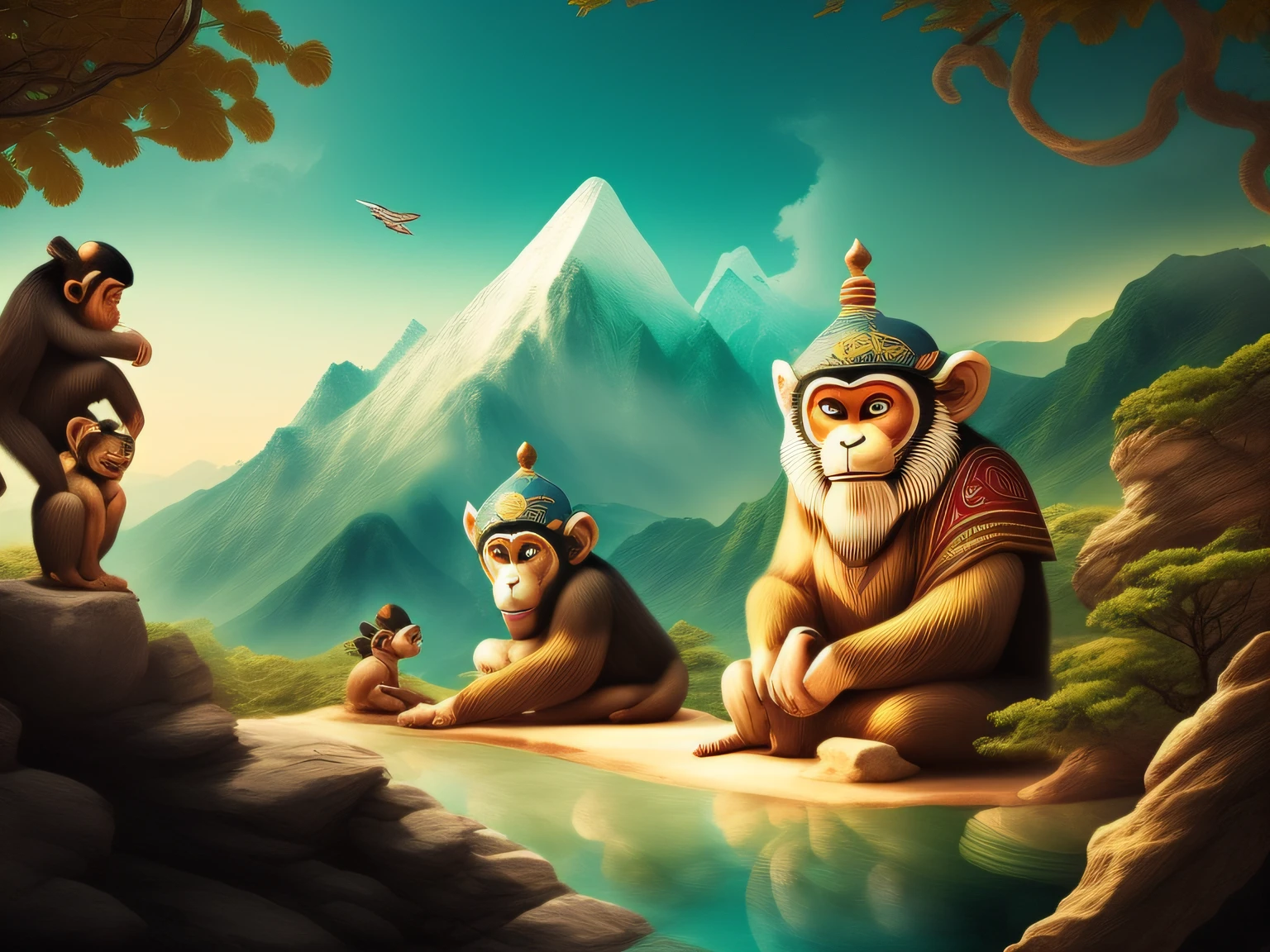 Chinese mythology and stories,Inspired by the classics of the mountains and the sea,A monkey has four ears