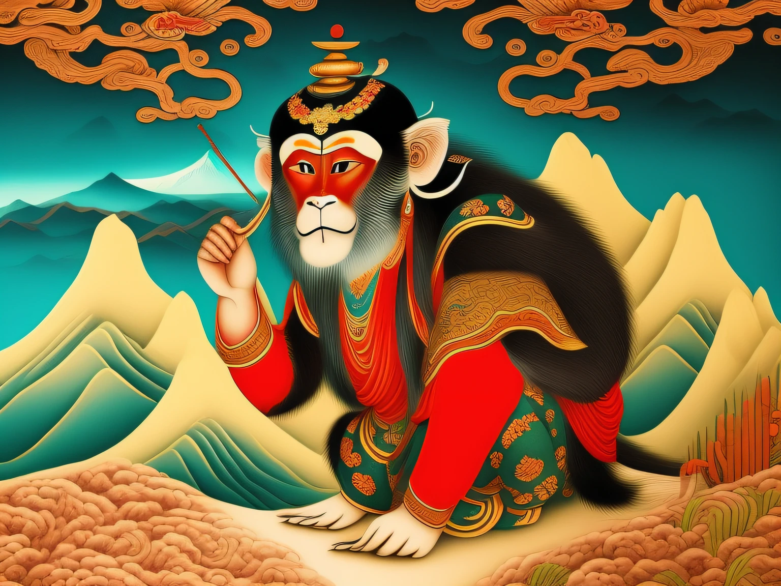 Chinese mythology and stories,Inspired by the classics of the mountains and the sea,A monkey has four ears