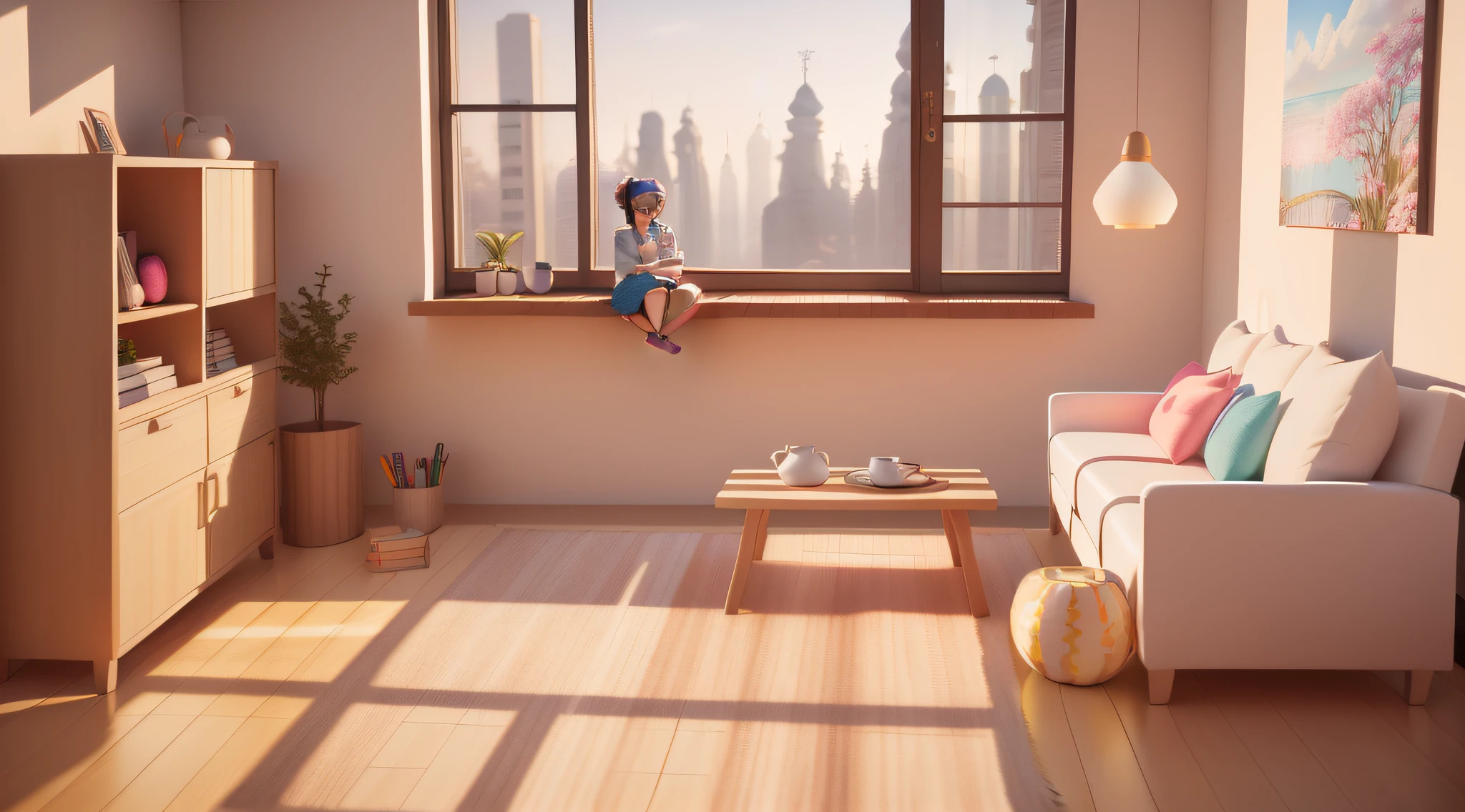 cute 3 d render, animation style render, scene render, lovely digital painting, Relaxing concept art, 3 d stylize scene, beautiful 3d render, 3D scene, realistic 3 d style, 3d scene, rendered in octane render, rendered in 3 dsmax, stylized 3d render