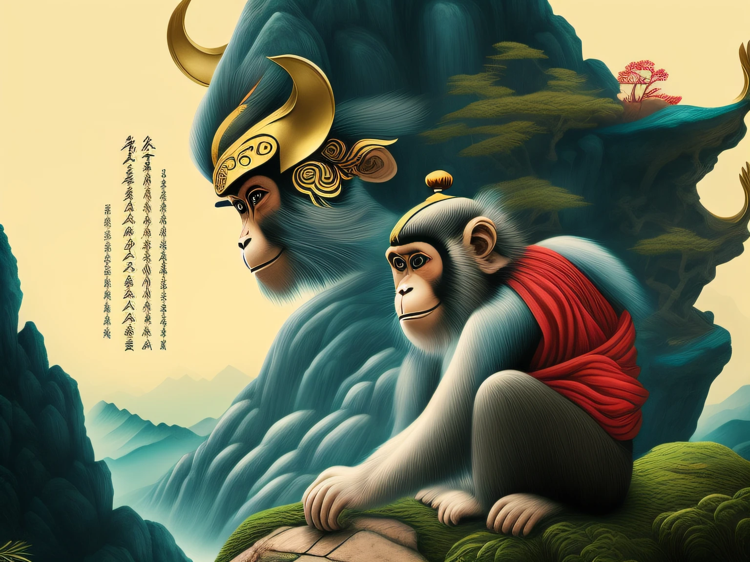 Chinese mythology and stories,Inspired by the classics of the mountains and the sea,A monkey has four ears