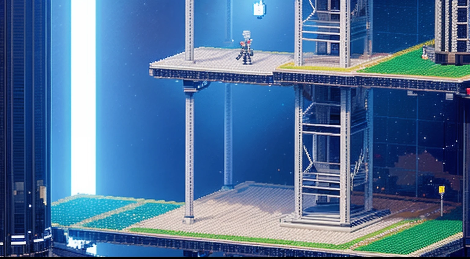 pixel game,scenography,space elevator, Pixel art #pixelart