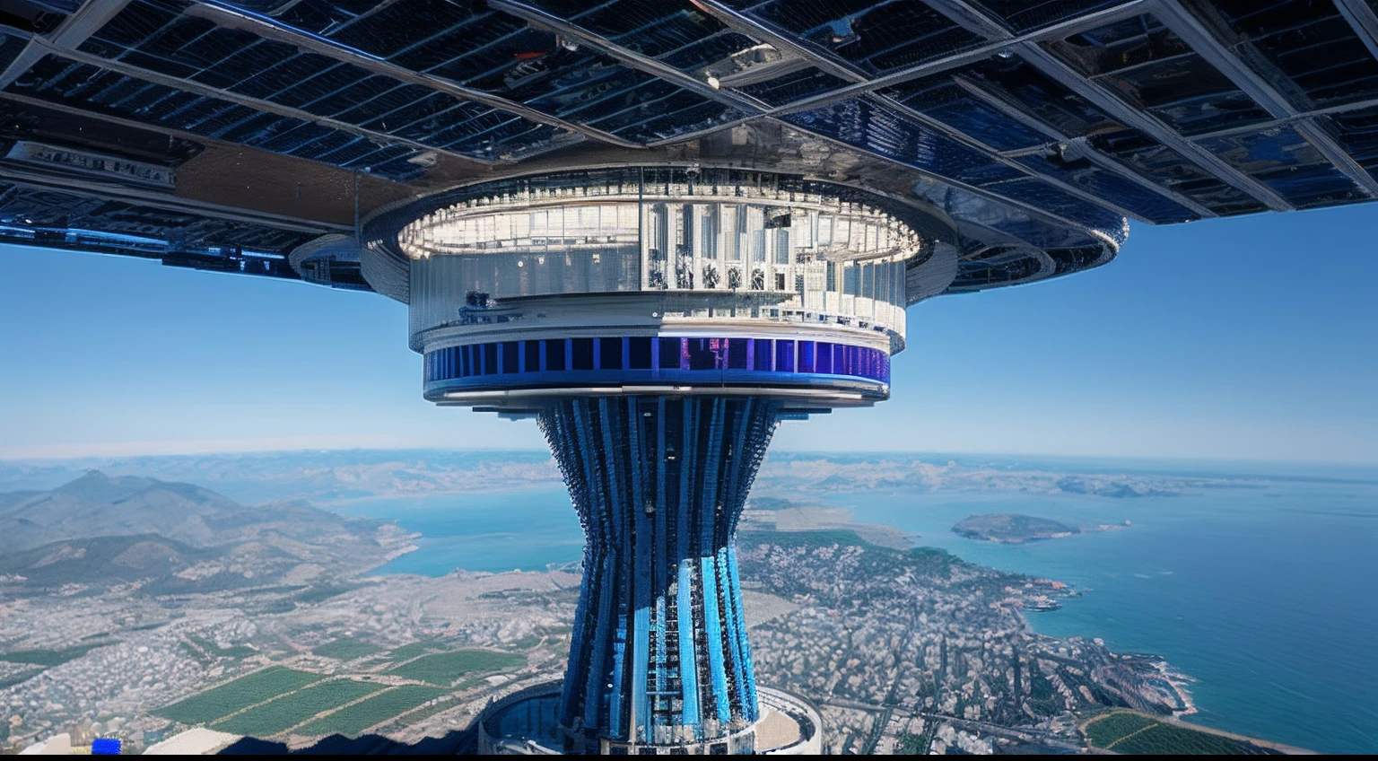 pixel game,scenography,space elevator, Pixel art #pixelart