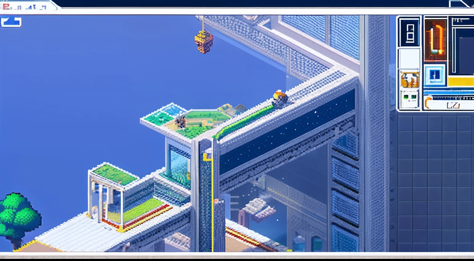 pixel game,scenography,space elevator, Pixel art #pixelart