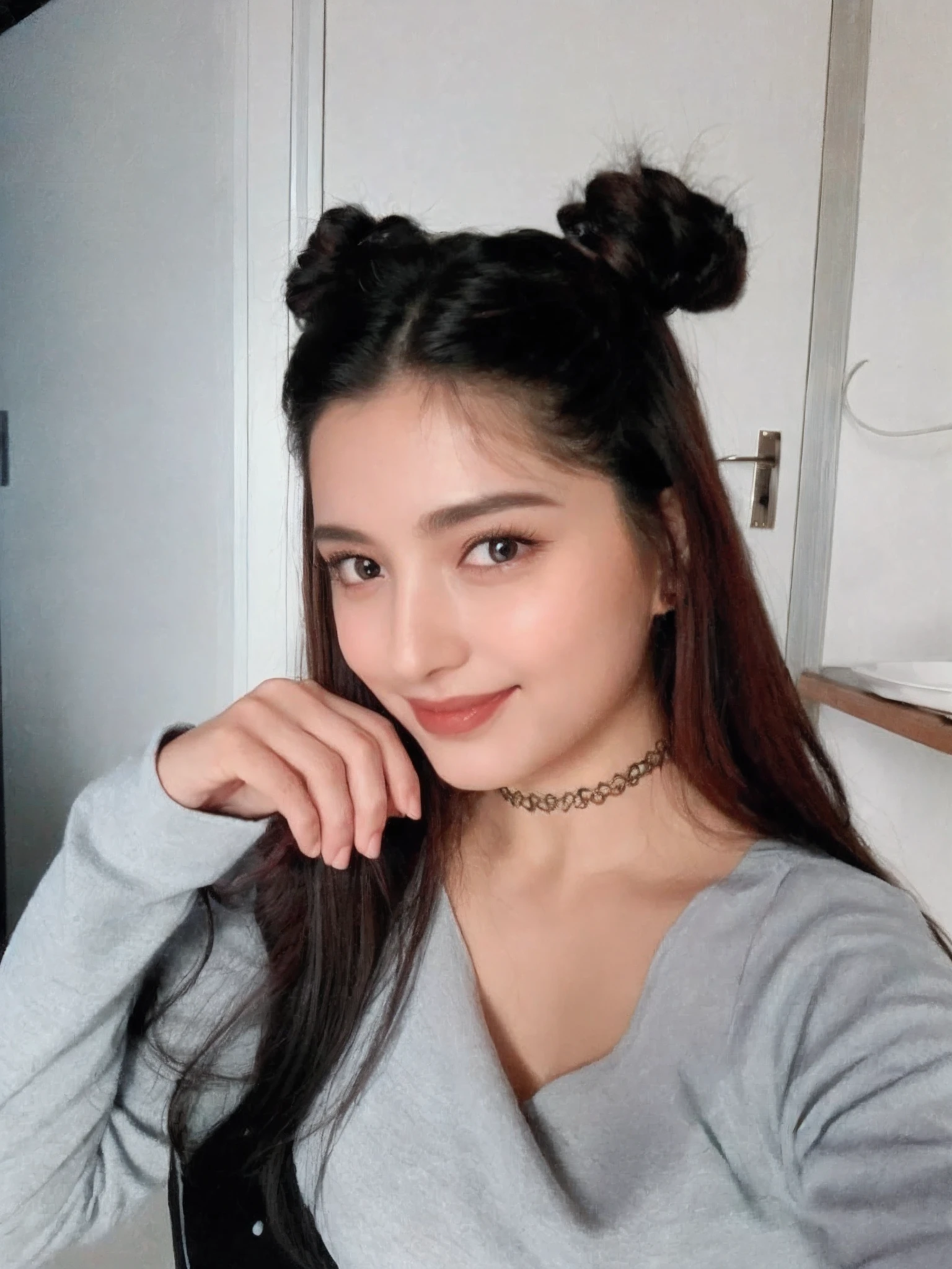 ((Best Quality, 8K, Masterpiece: 1.3)), 1girl, Slim Abs Beauty: 1.3, (Hairstyle Casual, Big Breasts: 1.2), Dress: 1.1, Super Fine Face, Delicate Eyes, Double Eyelids, Smile, Home