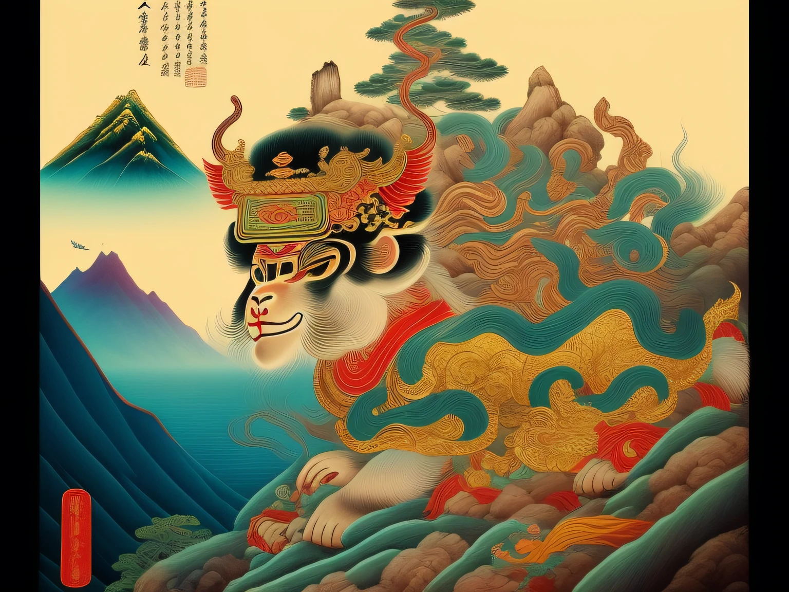 Chinese mythology and stories,Inspired by the classics of the mountains and the sea,A monkey has four ears