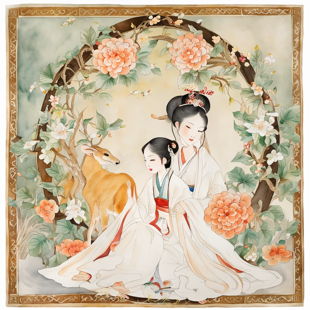 The first-borns were two beautiful daughters.
Thúy Kiều the eldest, Thúy Vân the younger.
Apricot slender in frame, snow pure in spirit.
Each to her own charms, but both girls were perfect.
Vân’s beauty was very remarkable.
Her eyebrows – full crescent arcs, her moonlit face – oval.
Jades tingled in her voice; flowers bloomed from her smile.
Her speech: educated, chaste and refined.
Clouds yielded to her hair’s lustrous shine and flow.
Snow ceded to the silky whiteness of her skin’s glow.