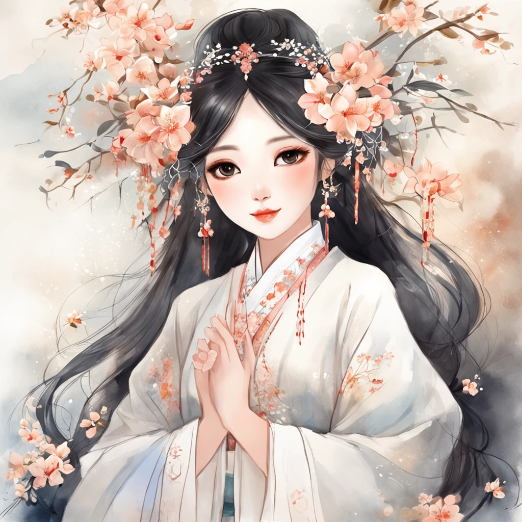 The first-borns were two beautiful daughters.
Thúy Kiều the eldest, Thúy Vân the younger.
Apricot slender in frame, snow pure in spirit.
Each to her own charms, but both girls were perfect.
Vân’s beauty was very remarkable.
Her eyebrows – full crescent arcs, her moonlit face – oval.
Jades tingled in her voice; flowers bloomed from her smile.
Her speech: educated, chaste and refined.
Clouds yielded to her hair’s lustrous shine and flow.
Snow ceded to the silky whiteness of her skin’s glow.