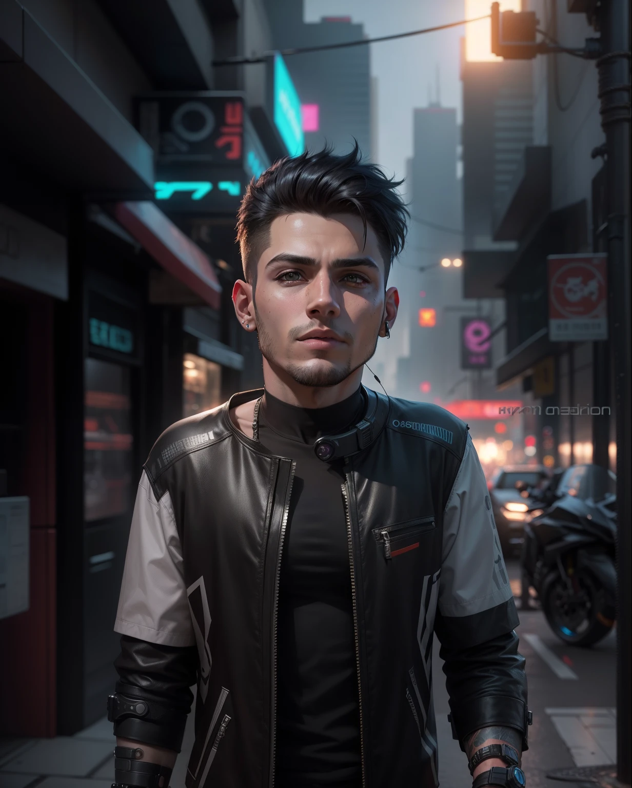 Change background cyberpunk handsome boy realistic face 8k ultra realistic