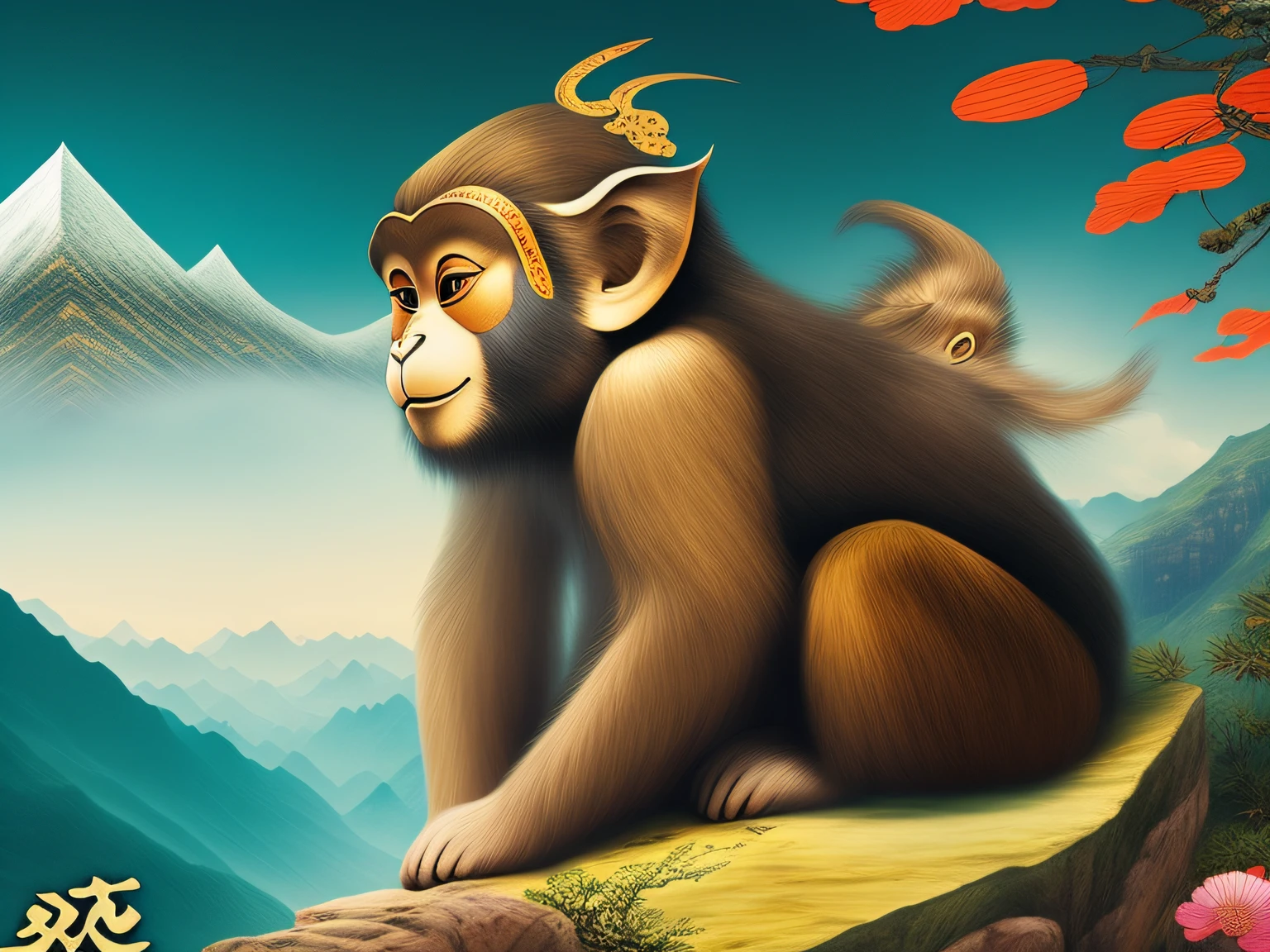 Chinese mythology and stories,Inspired by the classics of the mountains and the sea,A monkey has four ears