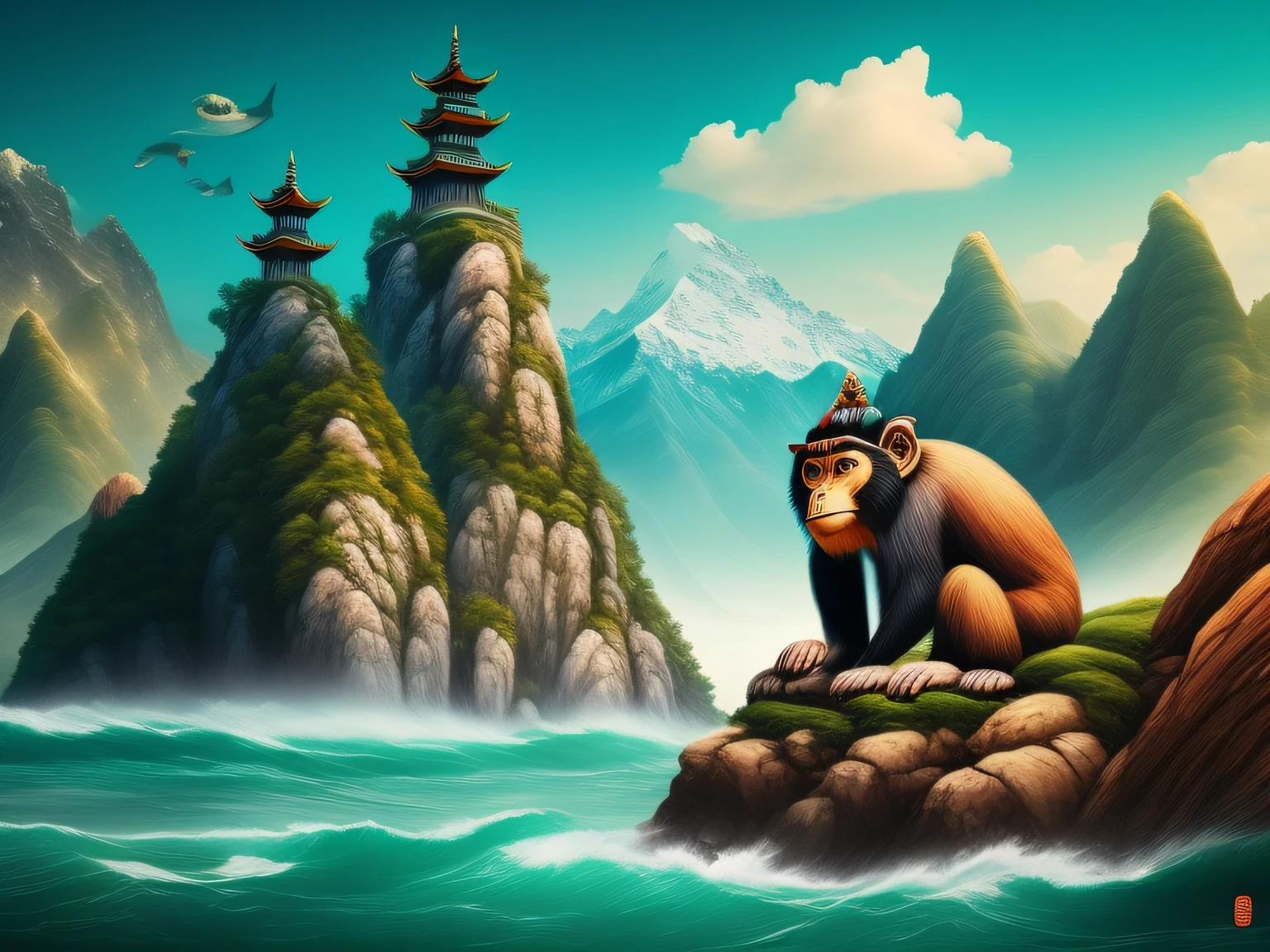 Chinese mythology and stories,Inspired by the classics of the mountains and the sea,A monkey has four ears