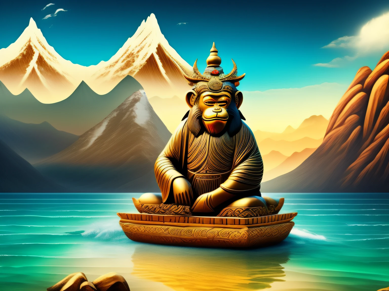 Chinese mythology and stories，Inspired by the classics of the mountains and the sea，A monkey has four ears