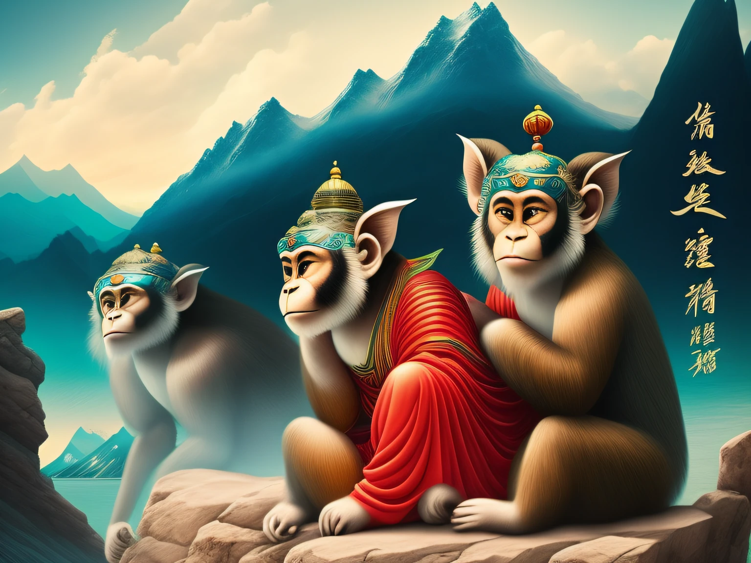Chinese mythology and stories,Inspired by the classics of the mountains and the sea,A monkey has four ears