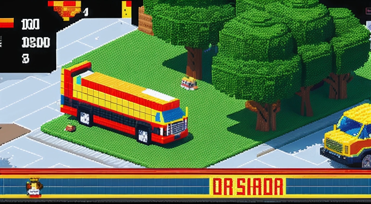 pixel game,scenography,fire truck, Pixel art #pixelart