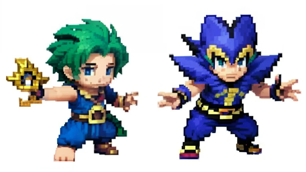 鸟山明风格,Flat pixel games《dragon quest》,Game monster design,(Western Dragon:1.4),Full body like,16-bit pixels