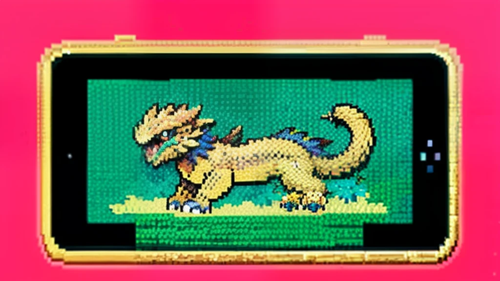 鸟山明风格,Flat pixel games《dragon quest》,Game monster design,(Western Dragon:1.4),Full body like,16-bit pixels