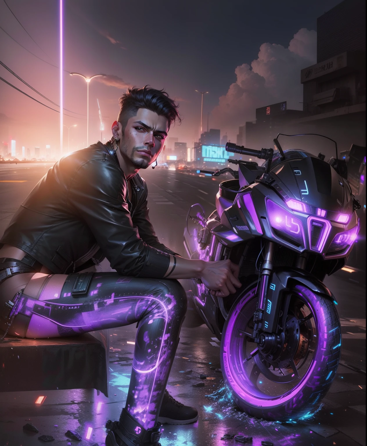 Change background cyberpunk handsome  boy. Realistic face.8k ultra realistic