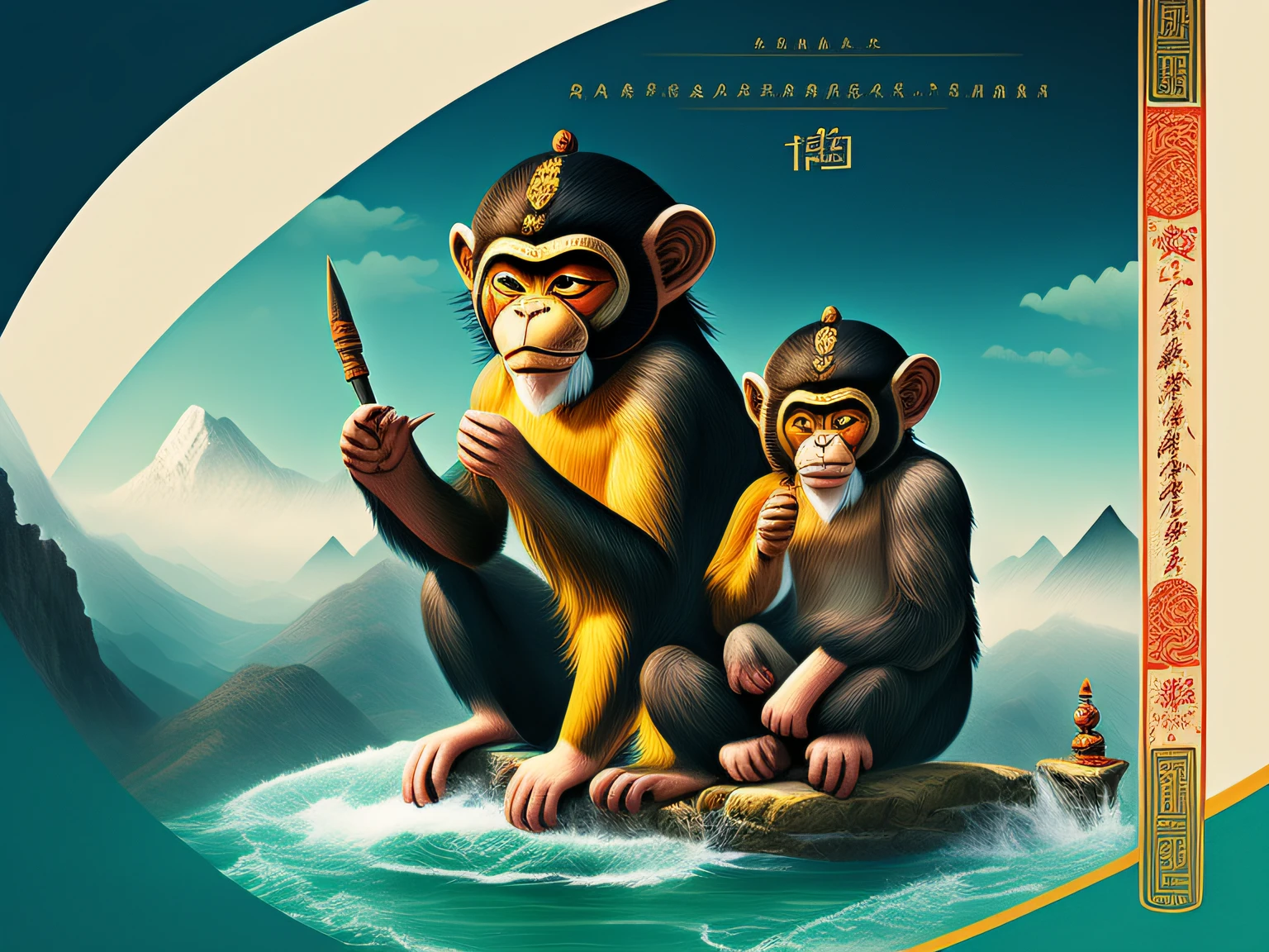 Chinese mythology and stories,Inspired by the classics of the mountains and the sea,A monkey has four ears