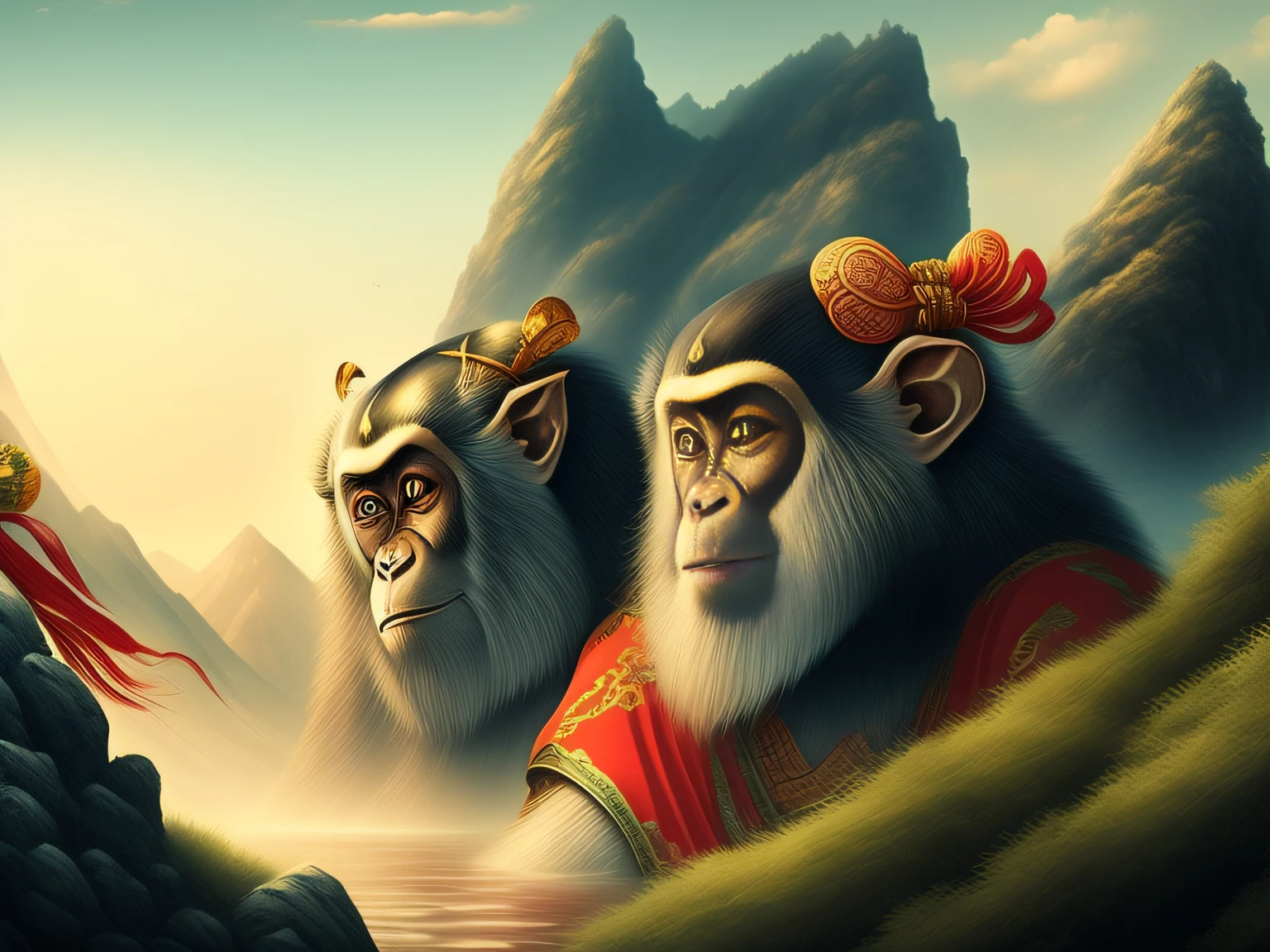 Chinese mythology and stories,Inspired by the classics of the mountains and the sea,A monkey has four ears