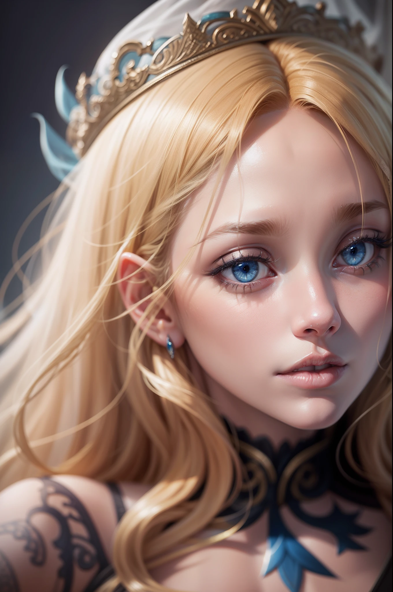 Blonde woman with blue eyes and veil on head、Soft portrait shots 8 k、Photorealistic beautiful face、8K portrait rendering、Realistic beautiful face、beautiful realistic face、photorealistic anime girl render、hyperrealistic beautiful face、8K realistic digital art、realistic digital art 4k、realistic digital art 4 k、very realistic digital art,{{{{Dynamic Angle Full Body}}}},{{{{Dynamic Angle Full Body}}}}