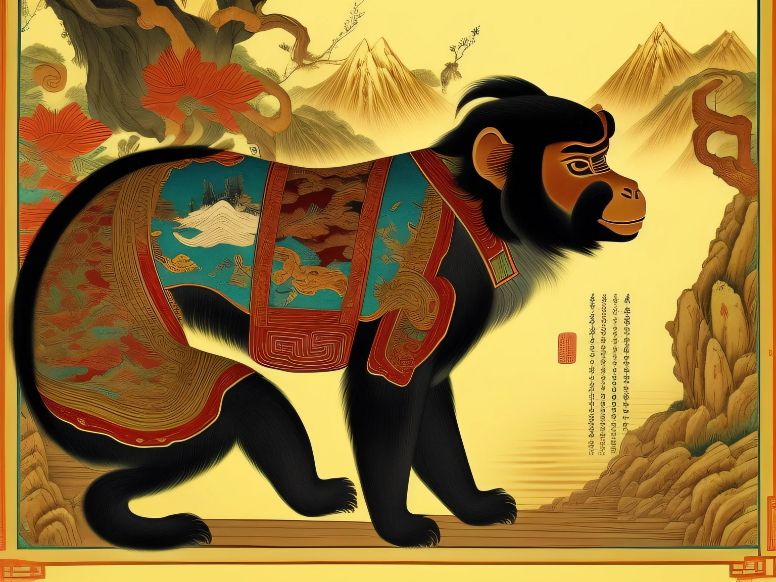 Chinese mythology and stories,Inspired by the classics of the mountains and the sea,A monkey has four ears
