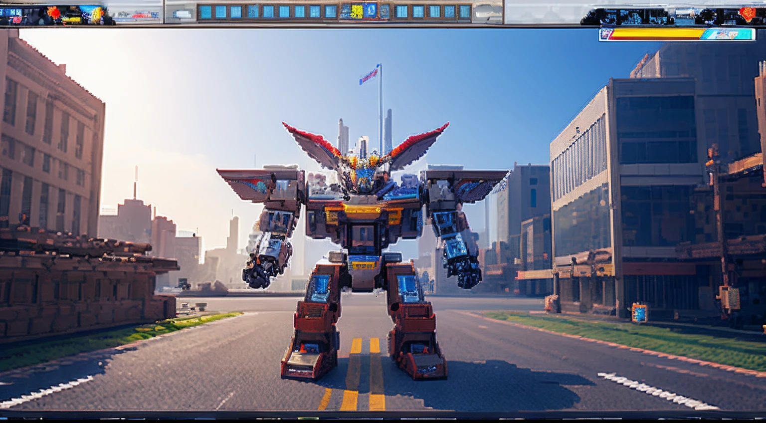 pixel game,scenography,Mecha Xiaobao, Pixel art #pixelart