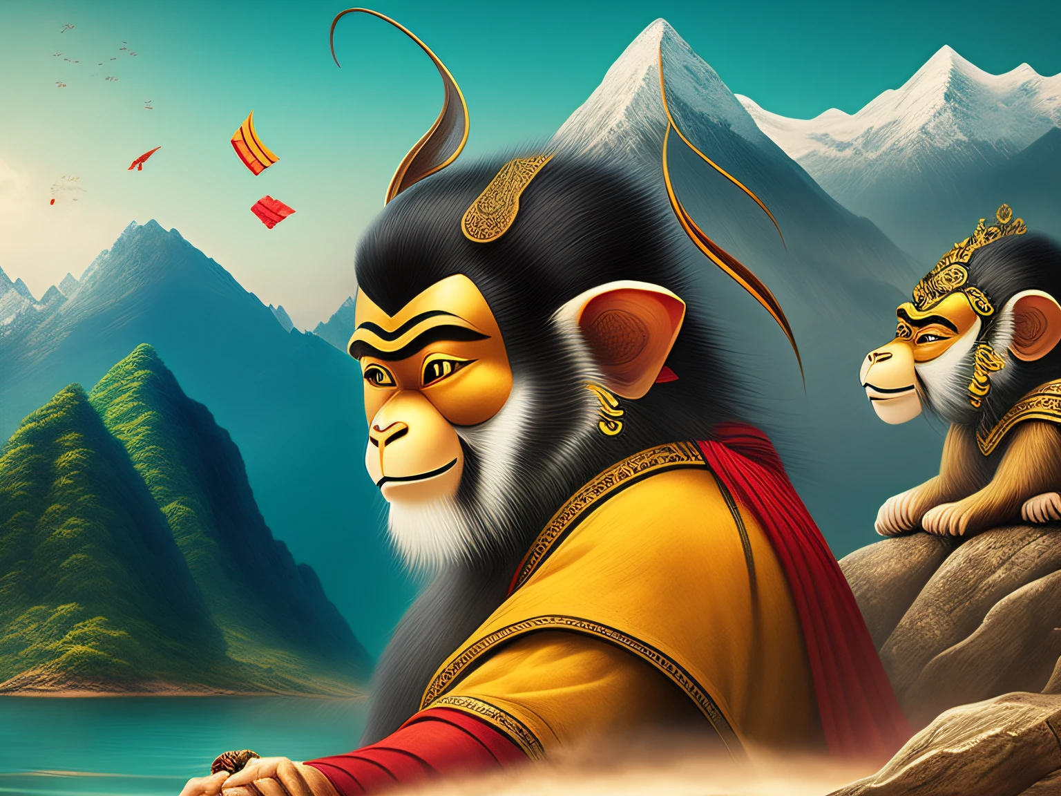 Chinese mythology and stories,Inspired by the classics of the mountains and the sea,A monkey has four ears