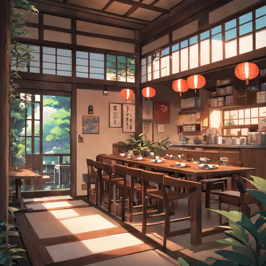 excelente qualidade de imagem, design de ambiente, Style similar to Japanese anime, detalhes realistas de ambiente de estudo, casa tradicional japonesa, cena de dorama, elementos de anime.
