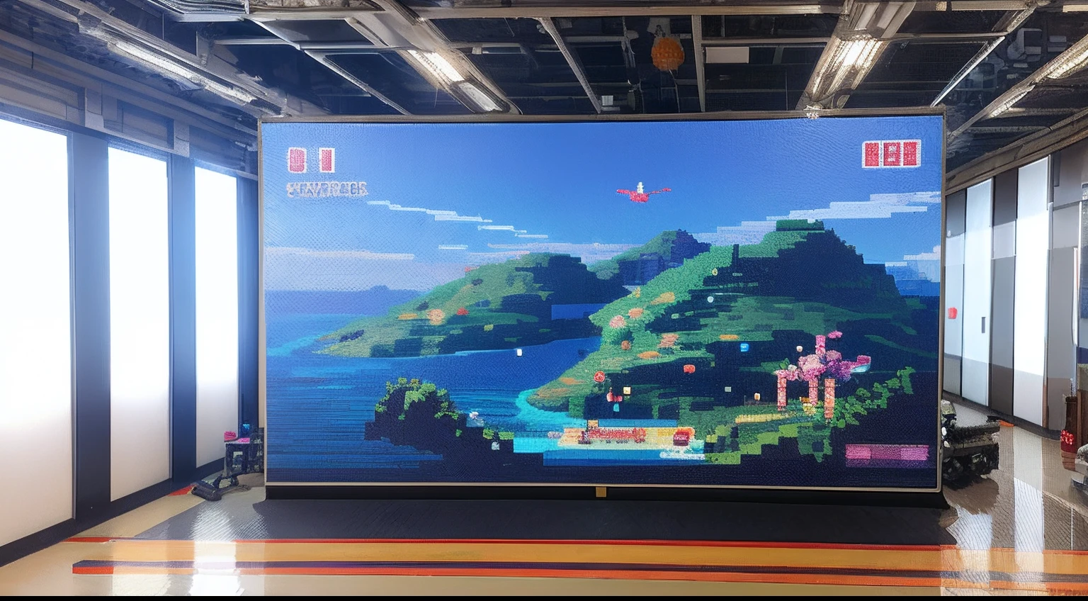 pixel game,scenography,Mecha Xiaobao, Pixel art #pixelart