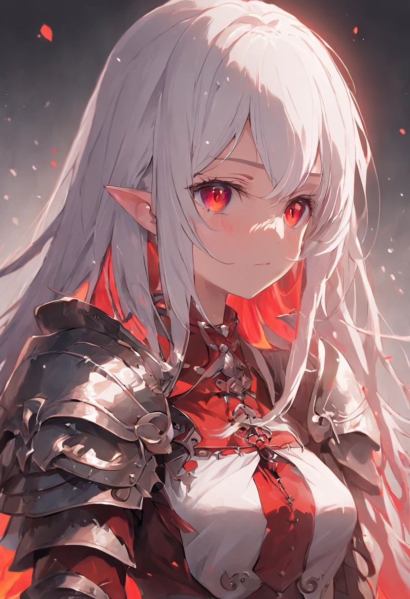 A teenage girl,White hair and red eyes,long whitr hair,Original Character、fantasy concept art、Best shadow、shallowdepthoffield、Portrait of a noble knight、Dignified、Sad expression,streaming tears,Sophisticated tactical heavy armor、Tassel waistband、Hand Guard、Pauline、High quality armor texture,Stand up,Kneel on one knee,overcast day,Snow,(HighestQuali,astonishing detail:1.25),(独奏:1.3),Brilliant and colorful paintings