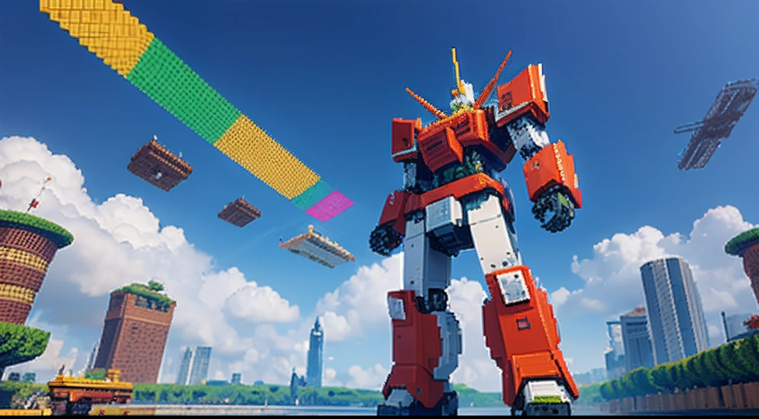 pixel game,scenography,Mecha Xiaobao, Pixel art #pixelart