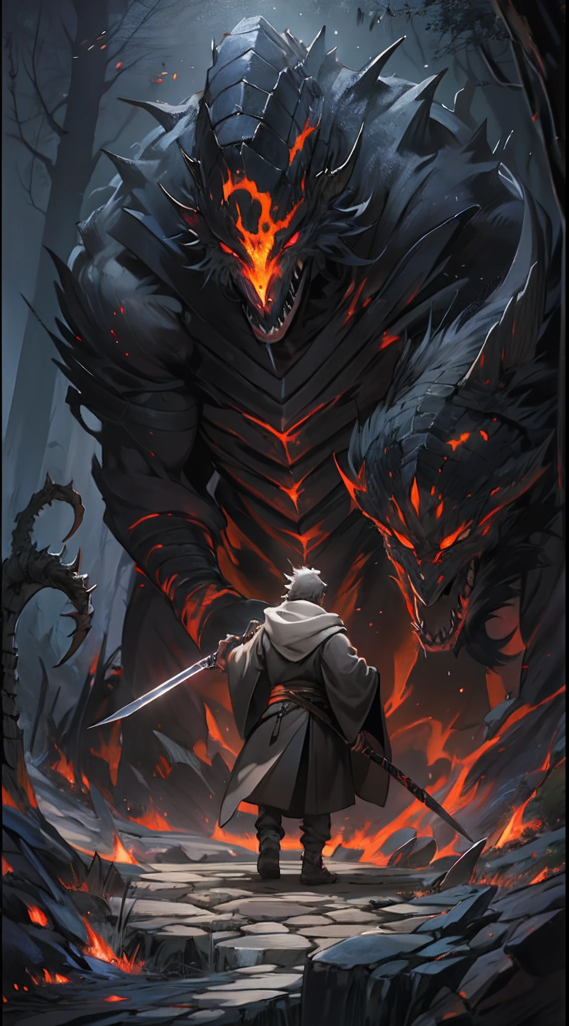 A weak team, powerless to resist, helplessly watches as the giant evil spirit gets closer and closer to them, their expressions filled with helplessness and despair, surrounded by a sense of oppression, , 32k, best quality, masterpiece, super detail, high details,