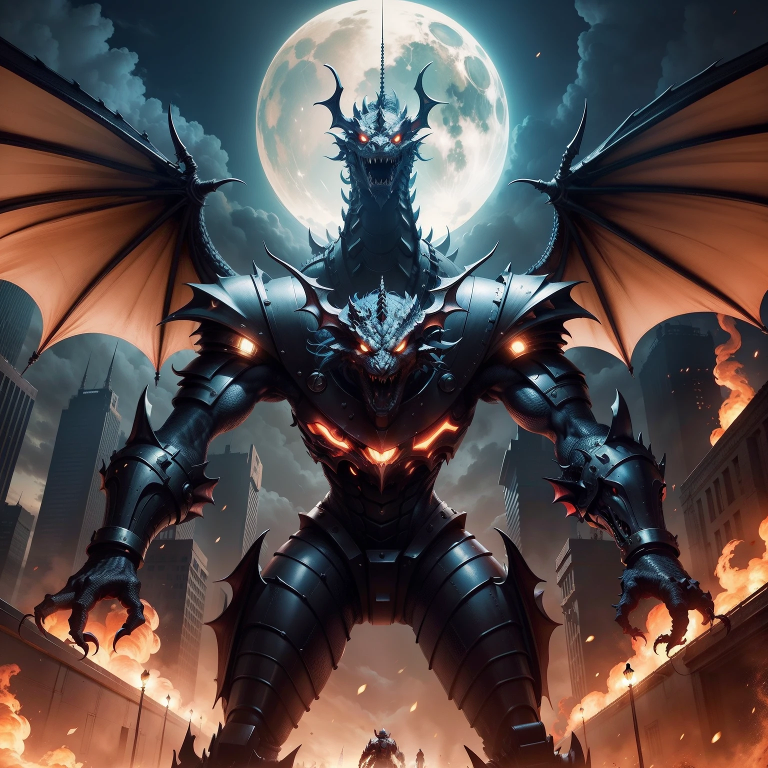 (masterpiece art, high best quality image, very detailed features) 
Horror scene, apocaliptic ambience
1monster, non human features, ugly and disturbing, wasp abomination, 5 meters height, red exo-skeleton, big long wasp monster head, four horns, two yellow eyes with scarlet triangled pupils, closed long big mouth full of sharp lined yellow teeth, yellow mouth pincers, very long arms, hands with long fingers and thumbs ended in sharp pink claws, two short arms in the chest, long sharped legs, big feet, toes with claws, long and fat wasp tail with long sharp sabre sting, huge purple bat wings on the back, pink tentacles from the wings,
Its standing dominant and calm on a destroyed city park, located in Ottawa Canada, raining day