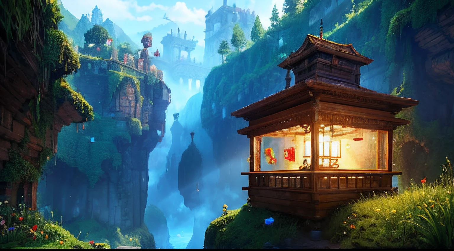 pixel game,scenography,fantastical scenes, Pixel art #pixelart