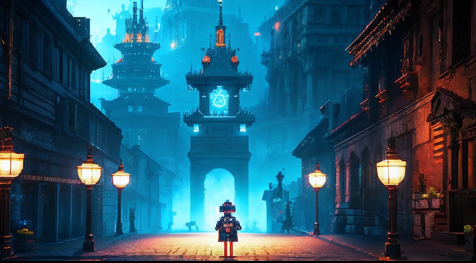 pixel game,scenography,fantastical scenes, Pixel art #pixelart