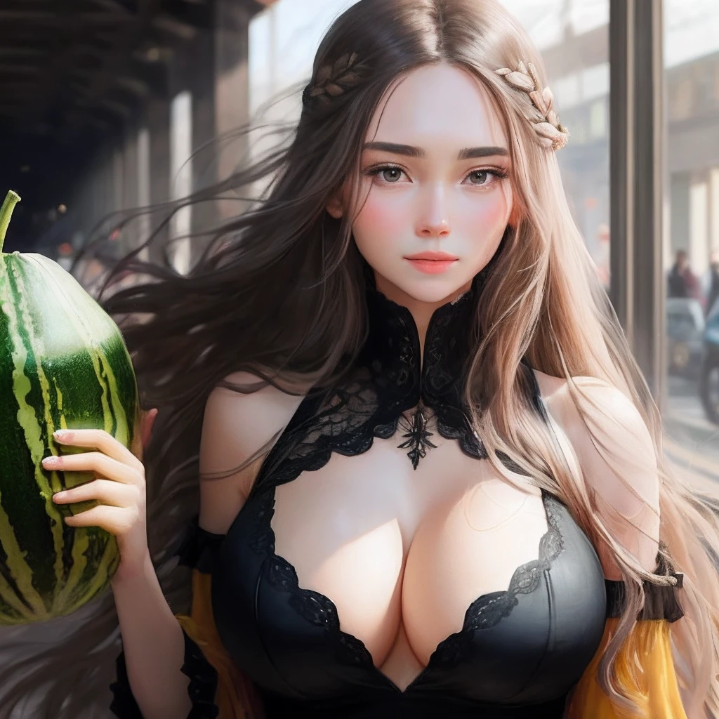Big breasts, long hair, melon seed face beauty