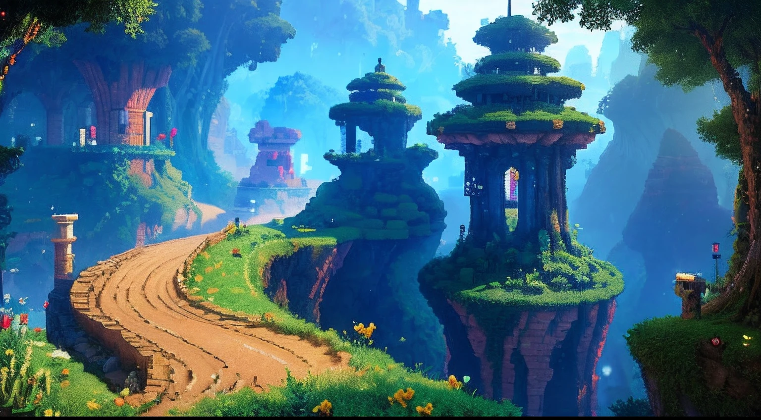 pixel game,scenography,fantastical scenes, Pixel art #pixelart