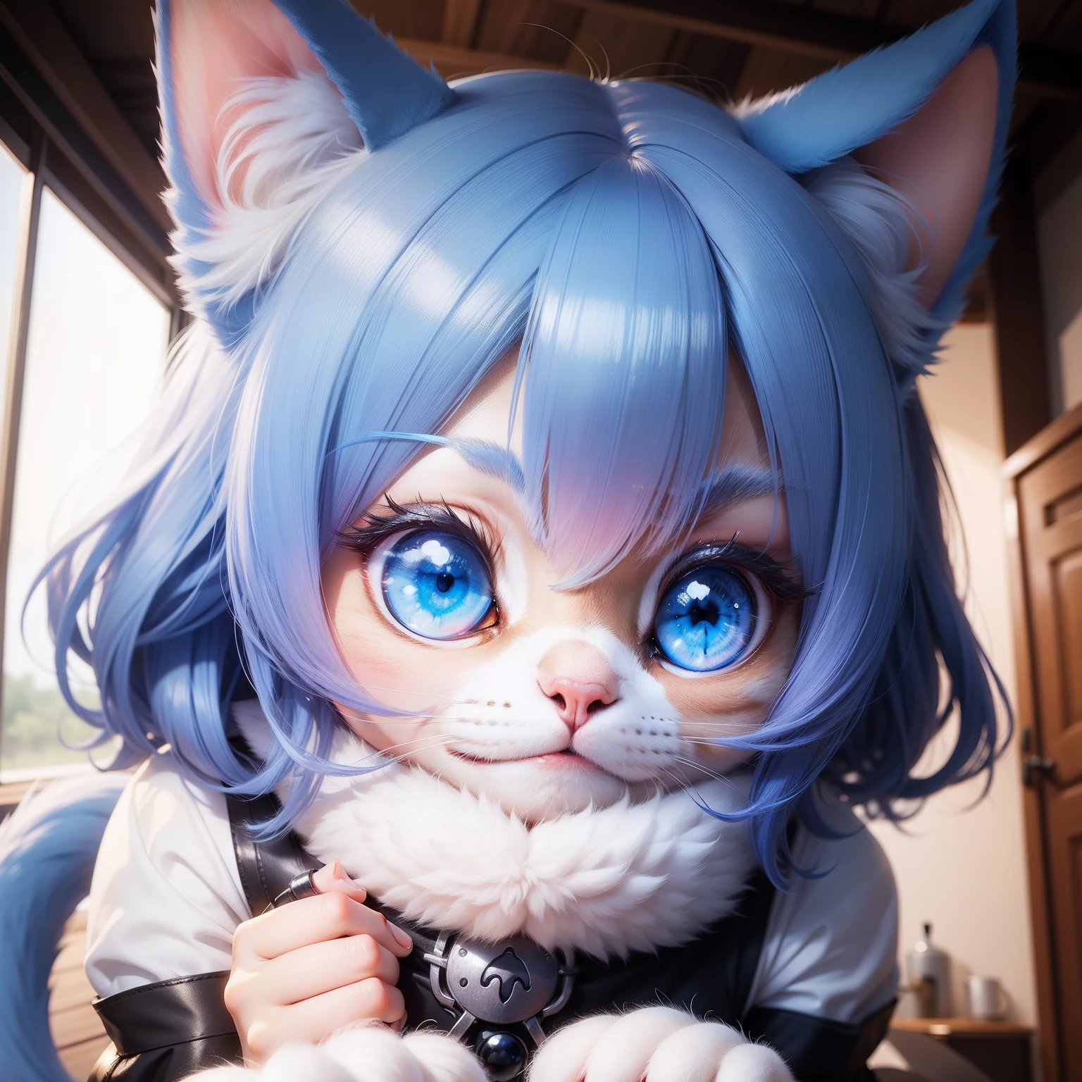 Cute kemono cat blue eyes