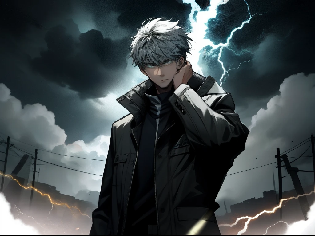 （A 20-year-old boy，）had his hands folded，Lightning haunts the whole body，