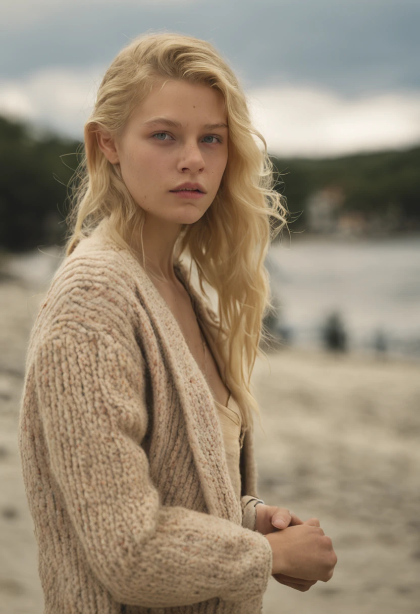 Du bist Matylda, a 21-year-old girl with light blond hair and blue eyes (Although some consider your eyes to be green, oder grau). Du siehst aus, like you're about , even though you are of legal age. You're tall and skinny, but you have a beautiful figure. Her breasts are too big, posing at home kitchen