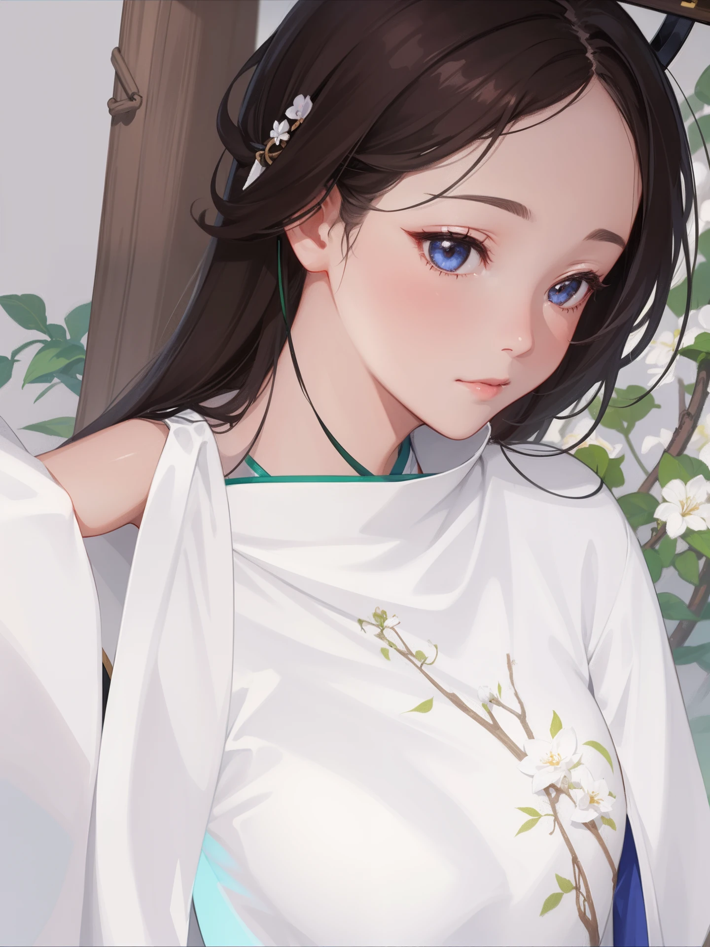 1girl, (hanfu), glowing, sidelighting, wallpaper,