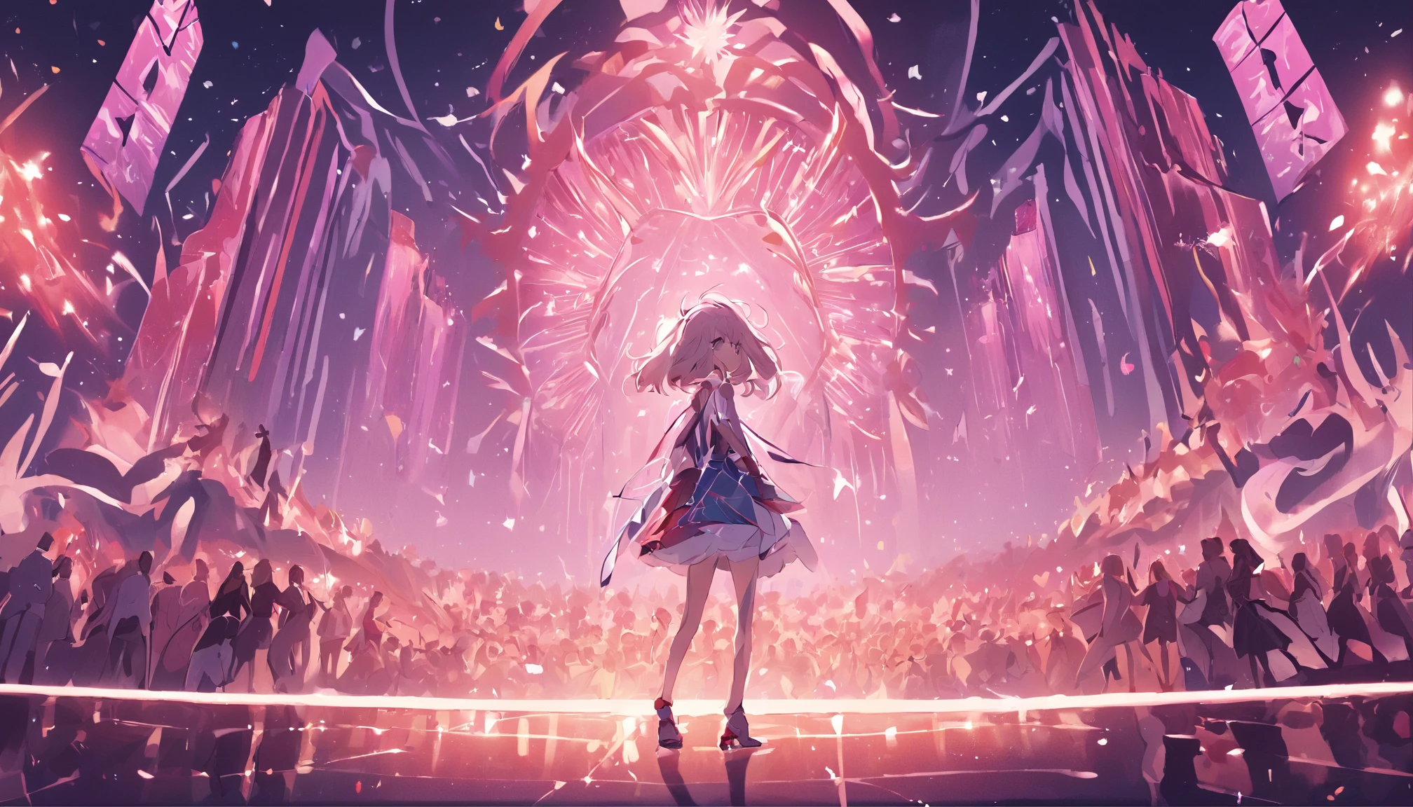 stage,pop star,sleek outfit,singing,Kizi,full bodyesbian,frontage,adolable,quadratic element,dream magical