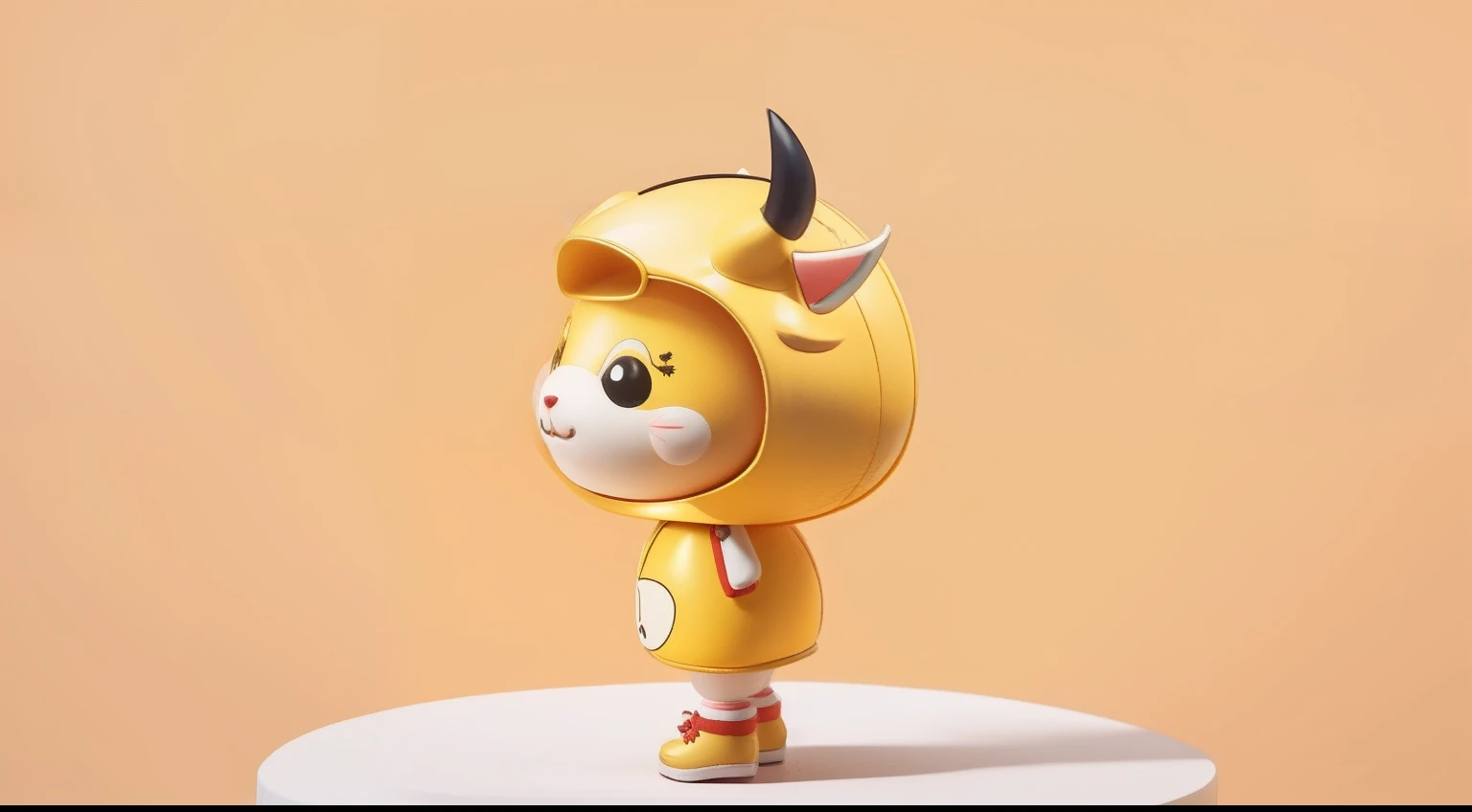 A cartoon character of a  girl dressed in yellow, a cow, japanese mascot, cute character, full body mascot, A goat, mascot illustrations, Cute cartoon character, maplestory mouse, an anthropomorphic deer, in a horned helmet, wearing golden cat armor, very very small goat, Yellow overall, Cartoon Cute, sonichu, toonix character